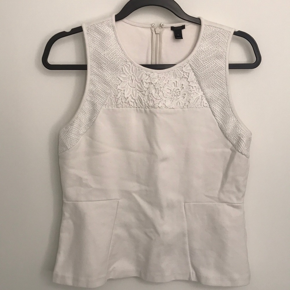 J Crew White Peplum Top